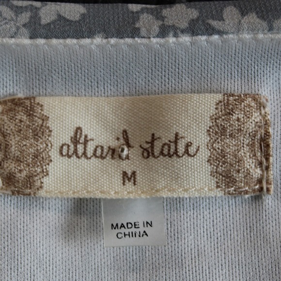 Altar'd State Blue White Floral Tiered Maxi Dress Puff Sleeve Cottagecore Medium - Picture 2 of 13